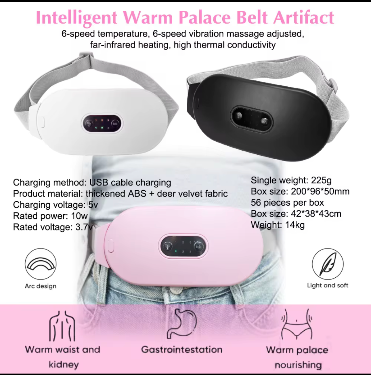 Ceinture Chauffante & Massage Intelligent pour le Ventre – Soulagement des Douleurs Menstruelles et Relaxation Abdominale