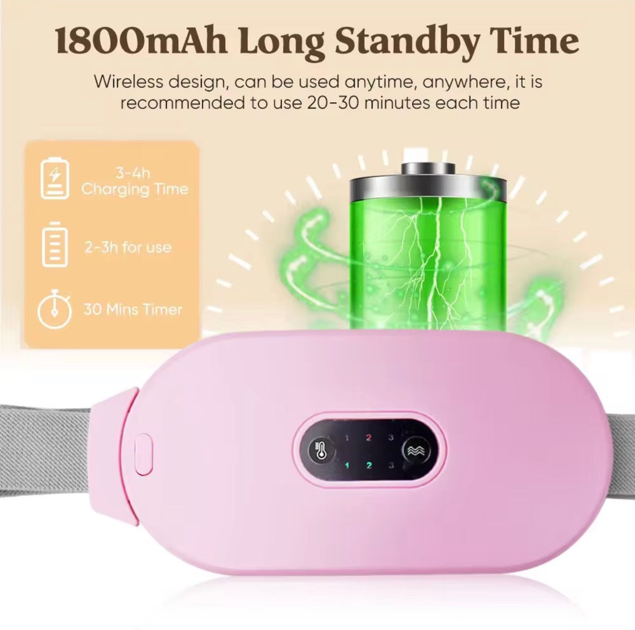 Ceinture Chauffante & Massage Intelligent pour le Ventre – Soulagement des Douleurs Menstruelles et Relaxation Abdominale